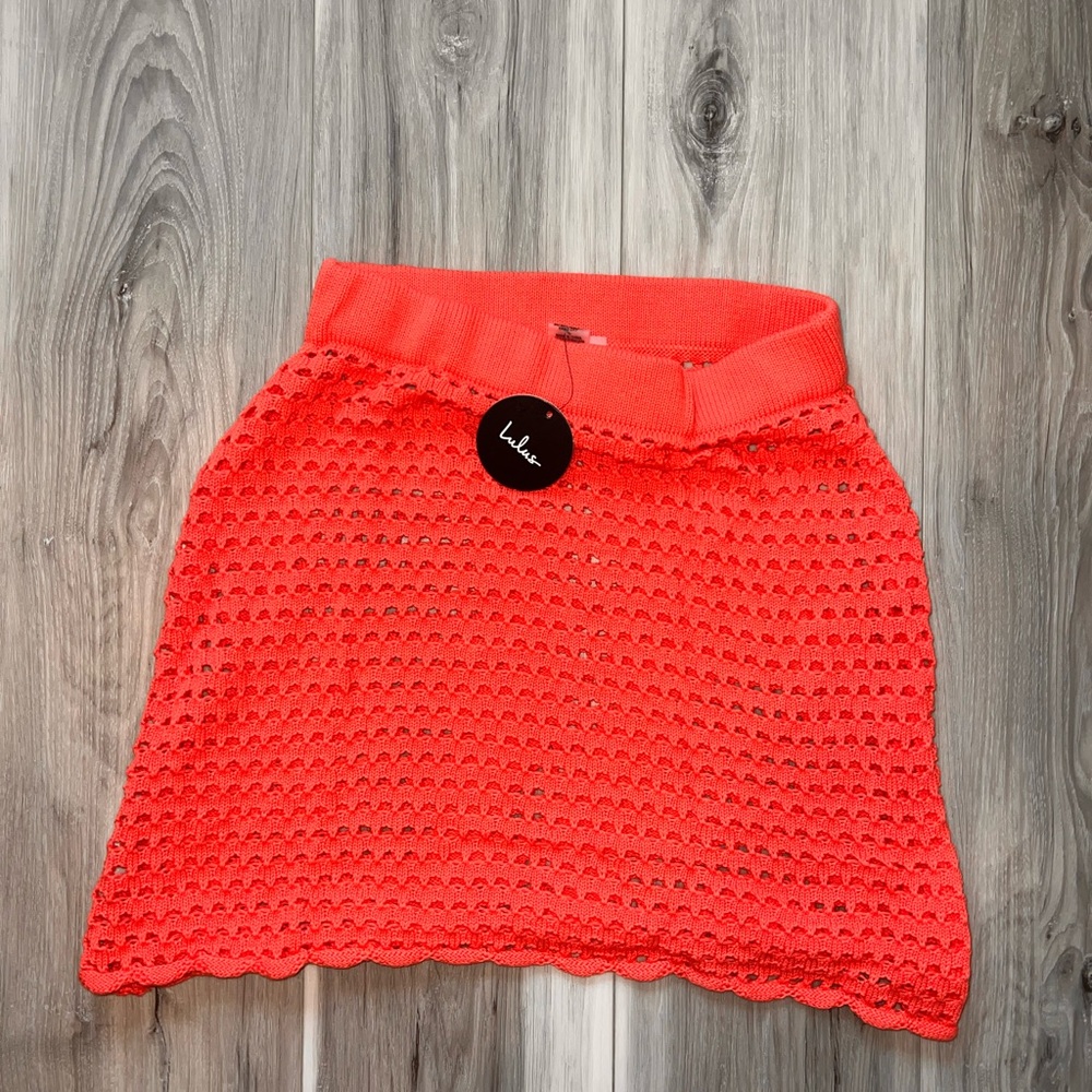 Lulu's Vibrant Coral Bikini Mini Skirt- Coverup